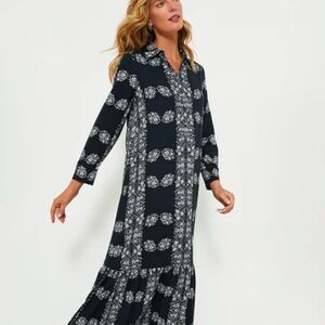 Tuckernuck Hyacinth House Navy Floral Millet Shirt Dress